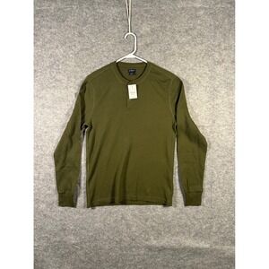 J.Crew Mens Long Sleeve Waffle Knit Henley‎ Shirt, Olive Green, New
